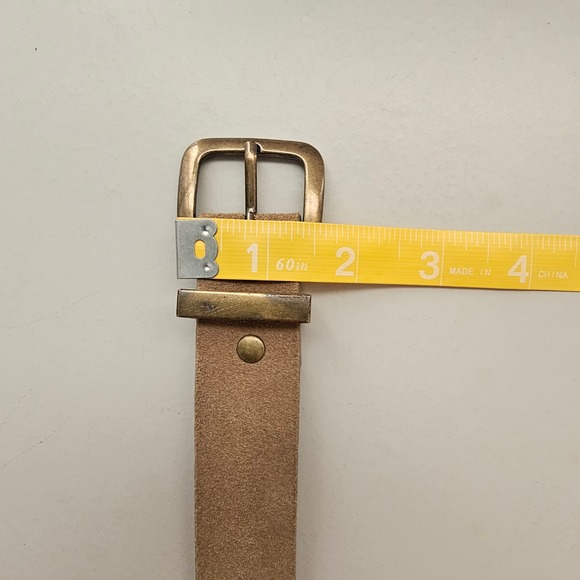Banana Republic Womans Suede Leather Belt Tan Brass Buckle Small Boho Festival - Picture 5 of 6